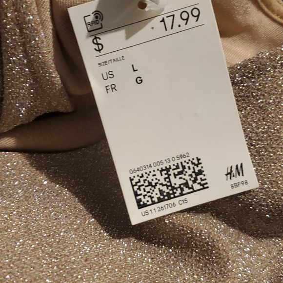 NWT HM Beige Glitter Vneck Bodysuit - Picture 3 of 3
